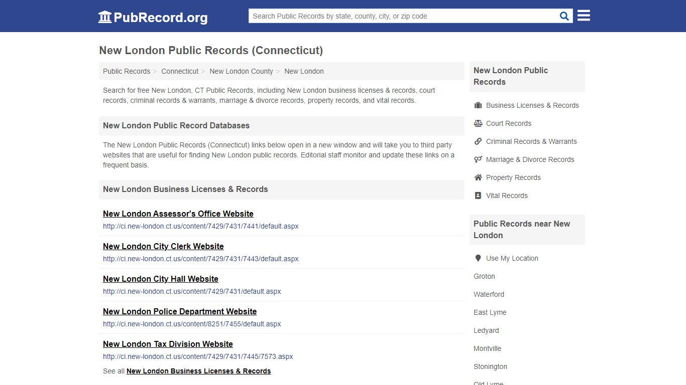 Free New London Public Records (Connecticut Public Records) - PubRecord.org